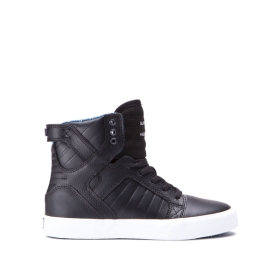 Supra Kids SKYTOP Black/white High Top Shoes | CA-58521